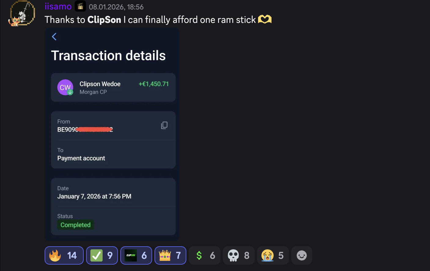 Clipping Payout Screenshot