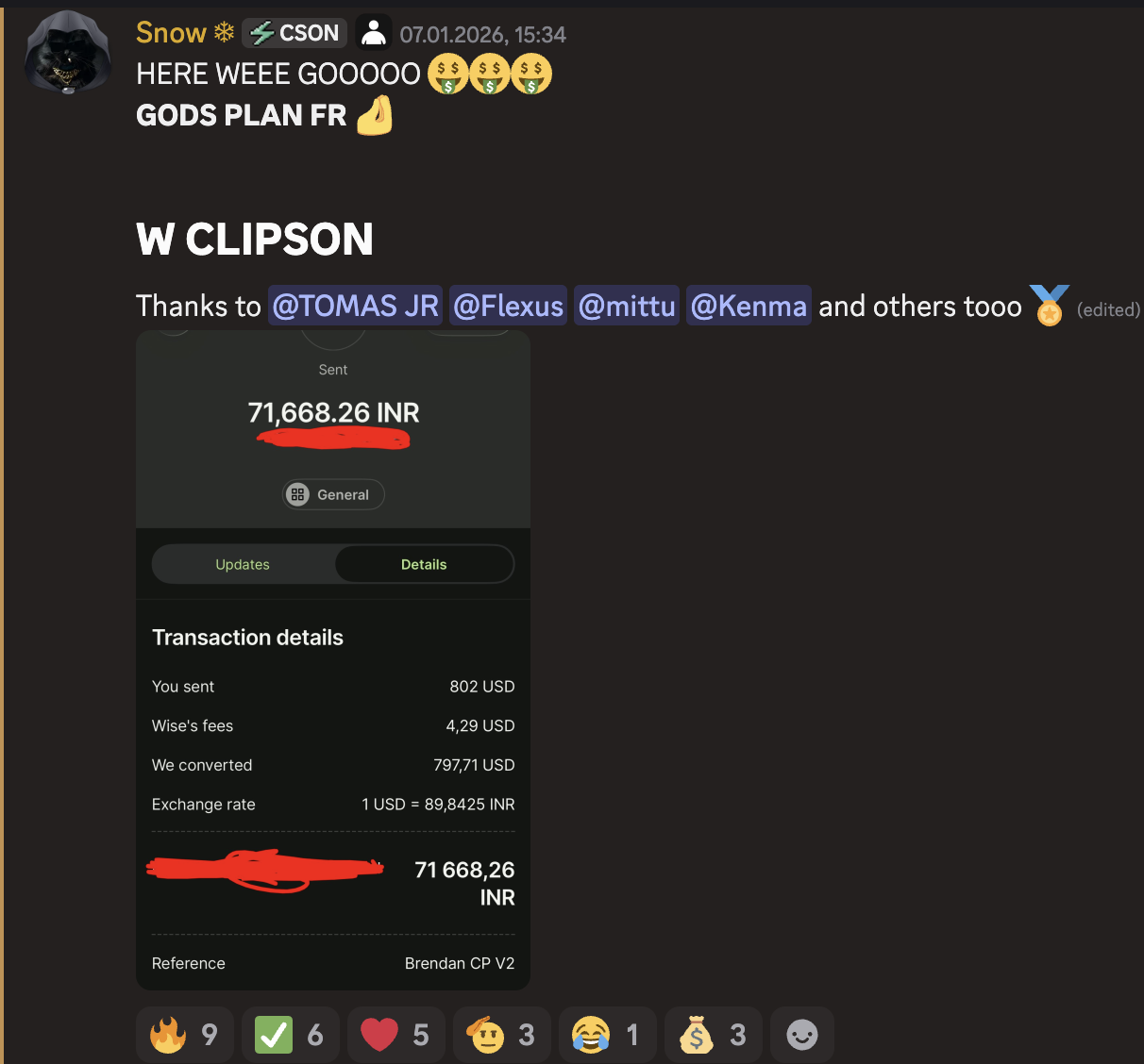 Clipping Payout Screenshot